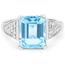 Load image into Gallery viewer, 5.75 Carat Genuine Swiss Blue Topaz and White Topaz .925 Sterling Silver Ring
