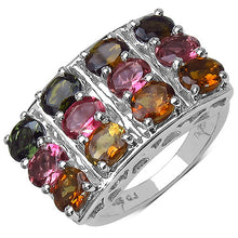 Load image into Gallery viewer, 3.72 Carat Genuine Multi Tourmaline .925 Sterling Silver Ring
