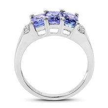 Load image into Gallery viewer, 1.63 Carat Genuine Tanzanite &amp; White Diamond .925 Sterling Silver Ring
