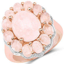 Load image into Gallery viewer, 14K Rose Gold Plated 6.76 Carat Genuine Morganite .925 Sterling Silver Ring
