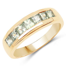 将图片加载到图库查看器，14K Yellow Gold Plated 1.26 Carat Genuine Green Sapphire .925 Sterling Silver Ring
