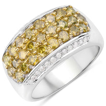 将图片加载到图库查看器，1.91 Carat Genuine Yellow Diamond and White Diamond .925 Sterling Silver Ring
