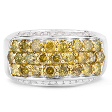 将图片加载到图库查看器，1.91 Carat Genuine Yellow Diamond and White Diamond .925 Sterling Silver Ring
