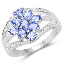 Load image into Gallery viewer, 1.59 Carat Genuine Tanzanite and White Topaz .925 Sterling Silver Ring
