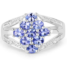 Load image into Gallery viewer, 1.59 Carat Genuine Tanzanite and White Topaz .925 Sterling Silver Ring
