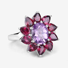 将图片加载到图库查看器，5.65 Carat Genuine Amethyst and Rhodolite .925 Sterling Silver Ring
