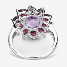 将图片加载到图库查看器，5.65 Carat Genuine Amethyst and Rhodolite .925 Sterling Silver Ring

