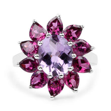 将图片加载到图库查看器，5.65 Carat Genuine Amethyst and Rhodolite .925 Sterling Silver Ring
