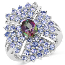 Load image into Gallery viewer, 2.86 Carat Genuine Mystic Topaz and Tanzanite .925 Sterling Silver Ring
