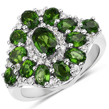 将图片加载到图库查看器，2.77 Carat Genuine Chrome Diopside and White Zircon .925 Sterling Silver Ring
