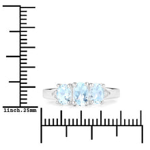 Load image into Gallery viewer, 0.95 Carat Genuine Aquamarine and White Diamond .925 Sterling Silver Ring
