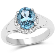 Load image into Gallery viewer, 2.13 Carat Genuine London Blue Topaz and White Topaz .925 Sterling Silver Ring
