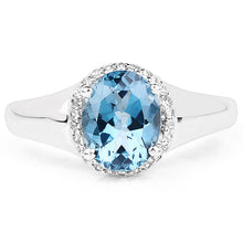 Load image into Gallery viewer, 2.13 Carat Genuine London Blue Topaz and White Topaz .925 Sterling Silver Ring
