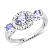 Load image into Gallery viewer, 1.00 Carat Genuine Tanzanite and White Topaz .925 Sterling Silver Ring
