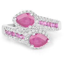 将图片加载到图库查看器，2.43 Carat Glass Filled Ruby and White Topaz Sterling Silver Ring
