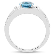 Load image into Gallery viewer, 2.18 Carat Genuine London Blue Topaz and White Topaz .925 Sterling Silver Ring
