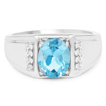 Load image into Gallery viewer, 2.18 Carat Genuine London Blue Topaz and White Topaz .925 Sterling Silver Ring
