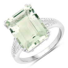 将图片加载到图库查看器，10.64 Carat Genuine Green Amethyst and White Topaz .925 Sterling Silver Ring
