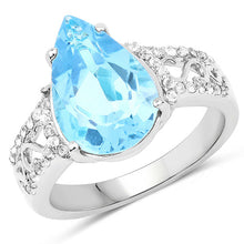 Load image into Gallery viewer, 5.50 Carat Genuine Swiss Blue Topaz and White Topaz .925 Sterling Silver Ring
