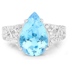 Load image into Gallery viewer, 5.50 Carat Genuine Swiss Blue Topaz and White Topaz .925 Sterling Silver Ring
