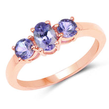 Load image into Gallery viewer, 18K Rose Gold Plated 0.90 Carat Genuine Tanzanite .925 Sterling Silver Ring
