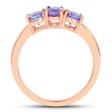 Load image into Gallery viewer, 18K Rose Gold Plated 0.90 Carat Genuine Tanzanite .925 Sterling Silver Ring
