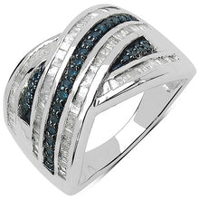 Load image into Gallery viewer, 1.02 Carat Genuine Blue Diamond &amp; White Diamond .925 Sterling Silver Ring
