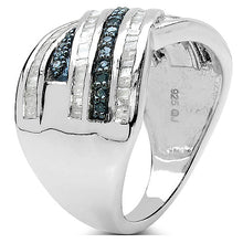 Load image into Gallery viewer, 1.02 Carat Genuine Blue Diamond &amp; White Diamond .925 Sterling Silver Ring
