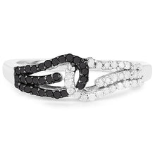 Load image into Gallery viewer, 0.33 Carat Genuine White Diamond and Black Diamond .925 Sterling Silver Ring
