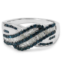 Load image into Gallery viewer, 0.88 Carat Genuine Blue Diamond &amp; White Diamond .925 Sterling Silver Ring
