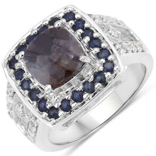 Load image into Gallery viewer, "3.58 Carat Genuine Labradorite, Blue Sapphire and White Topaz .925 Sterling Silver Ring

