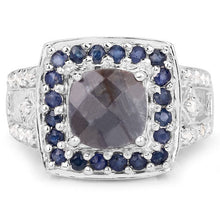 Load image into Gallery viewer, "3.58 Carat Genuine Labradorite, Blue Sapphire and White Topaz .925 Sterling Silver Ring
