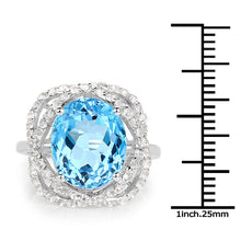Load image into Gallery viewer, 7.32 Carat Genuine Swiss Blue Topaz &amp; White Topaz .925 Sterling Silver Ring
