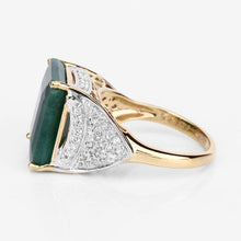 Load image into Gallery viewer, 8.70 Carat Dyed Emerald and White Topaz .925 Sterling Silver Ring
