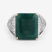 Load image into Gallery viewer, 8.70 Carat Dyed Emerald and White Topaz .925 Sterling Silver Ring
