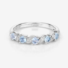 Load image into Gallery viewer, 0.54 Carat Genuine Aquamarine and White Topaz .925 Sterling Silver Ring
