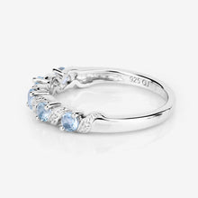 Load image into Gallery viewer, 0.54 Carat Genuine Aquamarine and White Topaz .925 Sterling Silver Ring
