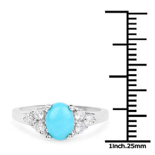 Load image into Gallery viewer, 1.92 Carat Genuine Turquoise and White Zircon .925 Sterling Silver Ring
