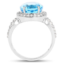 Load image into Gallery viewer, 6.03 Carat Genuine Swiss Blue Topaz &amp; White Topaz .925 Sterling Silver Ring
