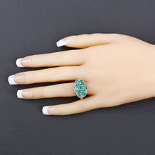 将图片加载到图库查看器，3.33 Carat Genuine Zambian Emerald and White Zircon .925 Sterling Silver Ring
