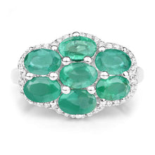 将图片加载到图库查看器，3.33 Carat Genuine Zambian Emerald and White Zircon .925 Sterling Silver Ring
