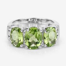 将图片加载到图库查看器，4.14 Carat Genuine Peridot and White Topaz .925 Sterling Silver Ring
