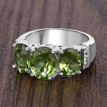 将图片加载到图库查看器，4.14 Carat Genuine Peridot and White Topaz .925 Sterling Silver Ring
