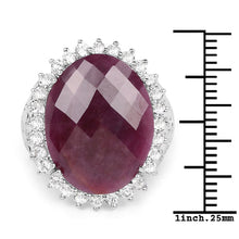 Load image into Gallery viewer, 19.12 Carat Genuine Ruby and White Topaz .925 Sterling Silver Ring
