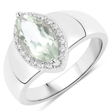 Load image into Gallery viewer, 1.64 Carat Genuine Green Amethyst and White Topaz .925 Sterling Silver Ring
