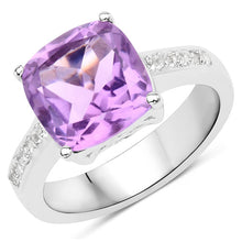 将图片加载到图库查看器，3.97 Carat Genuine Pink Amethyst and White Topaz .925 Sterling Silver Ring
