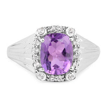 Load image into Gallery viewer, 2.13 Carat Genuine  Amethyst and White Topaz .925 Sterling Silver Ring
