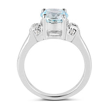 将图片加载到图库查看器，2.28 Carat Genuine Blue Topaz and White Topaz .925 Sterling Silver Ring
