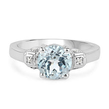 将图片加载到图库查看器，2.28 Carat Genuine Blue Topaz and White Topaz .925 Sterling Silver Ring
