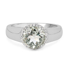 Load image into Gallery viewer, 1.87 Carat Genuine Green Amethyst and White Topaz .925 Sterling Silver Ring
